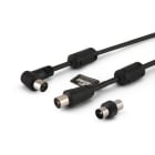 ALPHA ELETTRONICA - Cavo da spina TV Coax Ø9,5mm a presa 90° TV Coax Ø9,5mm - Schermato - Con adattatore M/M - Con ferrite - Nero  - 2m 87-112/02S
