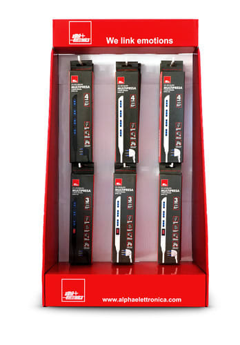 ALPHA ELETTRONICA - Espositore da banco per multiprese slim - 90x49x25cm - 6 ganci ESP.121/1
