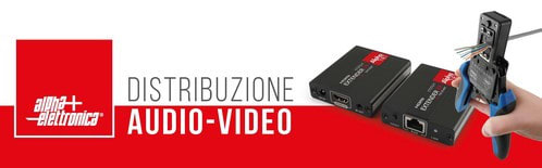 ALPHA ELETTRONICA - Cartello espositivo - Distribuzione audio-video 100 x 31cm POSTER.001