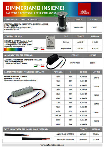 ALPHA ELETTRONICA - Volantino di presentazione dimmer e controller VOL.012