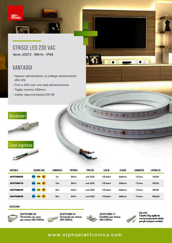 ALPHA ELETTRONICA - Volantino di presentazione gamma strisce 230V - Serie JO372 VOL.014