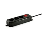 ALPHA ELETTRONICA - Multipresa con 3 prese Universali Italia P40 - Interruttore - Cavo 1,5m - Spina 16A a 90° - Nera