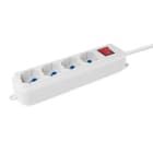 ALPHA ELETTRONICA - Multipresa con 4 prese Universali Italia P40 - Interruttore - Cavo 1,5m - Spina 16A a 90° - Bianca
