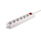 ALPHA ELETTRONICA - Multipresa con 6 prese Universali Italia P40 - Interruttore - Cavo 1,5m - Spina 16A a 90° - Bianca