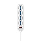 ALPHA ELETTRONICA - Multipresa con 4 prese Universali Italia P40 - Interruttore - Cavo 1,5m - Spina 10A a 90° - Bianca - Protezione sovraccarico