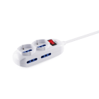 ALPHA ELETTRONICA - Multipresa con 2 prese Universali Italia P40 e 4 Italia bipasso 10-16A - Interruttore - Cavo 3m - Spina 16A a 90° - Bianca