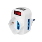 ALPHA ELETTRONICA - Adattatore da spina 3 poli 16A girevole a 1 presa Universale Italia P40 e 2 Italia bipasso 10-16A - Con interruttore luminoso