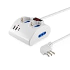 ALPHA ELETTRONICA - Multipresa da tavolo con 2 prese Universali Italia P40 e 1 Italia bipasso 10/16A - Interruttore - Cavo 1,5m - Spina 10A a 90° - 2 USB A e 1 USB C - P