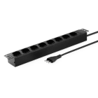 ALPHA ELETTRONICA - Multipresa con 8 prese Universali Italia P40 - Cavo 1,5m - Spina 16A - Nera - Per rack 19" - 1,5U