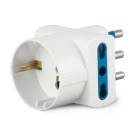 ALPHA ELETTRONICA - Adattatore da spina 3 poli 16A a 2 prese bipasso e 1 presa Universale Italia P40