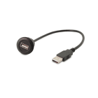 ALPHA ELETTRONICA - Presa passante da pannello USB - da presa USB 2.0 Tipo A a spina USB 2.0 Tipo A -  ø22mm - Nero - Cavetto 30cm