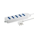 ALPHA ELETTRONICA - Multipresa con 5 prese Italia bipasso 10-16A - Cavo 1,5m - Spina 16A a 90° - Bianca
