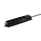 ALPHA ELETTRONICA - Multipresa con 5 prese Universali Italia P40 - Interruttore - Cavo 1,5m - Spina 16A a 90° - Nera