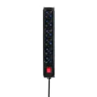 ALPHA ELETTRONICA - Multipresa con 6 prese Universali Italia P40 - Interruttore - Cavo 1,5m - Spina 16A a 90° - Nera