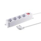 ALPHA ELETTRONICA - Multipresa con 4 prese Universali Italia P40 - Interruttore - Cavo 3m - Spina 16A a 90° - Bianca
