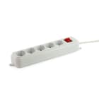 ALPHA ELETTRONICA - Multipresa con 5 prese Universali Italia P40 - Interruttore - Cavo 1,5m - Spina 16A a 90° - Bianca