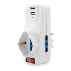 ALPHA ELETTRONICA - Adattatore da spina 3 poli 16A girevole a 1 presa Universale Italia P40 e 2 Italia bipasso 10-16A - Interruttore e 2 prese USB 5V - 1A