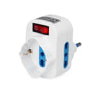 ALPHA ELETTRONICA - Adattatore rotante con 2 prese bipasso e 1 presa Universale Italia P40 con spina 10A girevole - Con interruttore luminoso