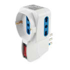 ALPHA ELETTRONICA - Adattatore con 2 prese bipasso e 1 Universale Italia P40 con spina 10A - con protezione da sovraccarico