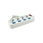ALPHA ELETTRONICA - Multipresa con 4 prese Universali Italia P40 - Spina 16A a 90° - Con interruttore e protezione sovraccarico - Bianca