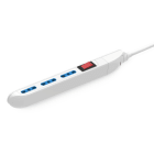 ALPHA ELETTRONICA - Multipresa con 3 prese Italia bipasso 10/16A - Interruttore - Cavo 1,5m - Spina 10A a 90° - Slim - Bianca - Protezione sovraccarico