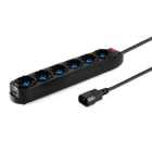 ALPHA ELETTRONICA - Multipresa con 6 prese Universali Italia P40 - Interruttore - Cavo 1,5m - Spina IEC C14 10A per UPS - Nera