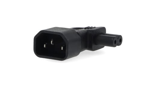 ALPHA ELETTRONICA - Adattatore di alimentazione IEC320 ad angolo laterale C7 femmina a C14 maschio