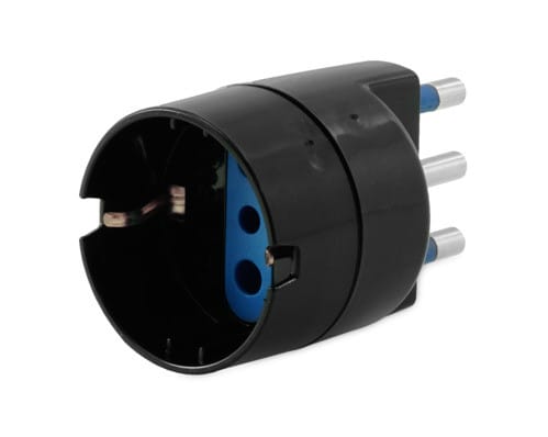 ALPHA ELETTRONICA - Adattatore da spina 3 poli 16 A a presa tedesca - Nero