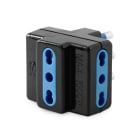 ALPHA ELETTRONICA - Adattatore da spina 3 poli 16A a 3 prese bipasso - Nero