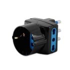 ALPHA ELETTRONICA - Adattatore da spina 3 poli 16A a 2 prese bipasso e 1 presa Universale Italia P40 - Nero
