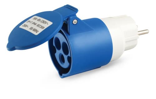 ALPHA ELETTRONICA - Adattatore da 1 Spina tedesca 16A a 1 Presa CEE 2P+T 16A