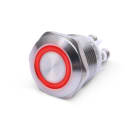 ALPHA ELETTRONICA - Pulsante momentaneo antivandalo ø19mm luminoso Rosso - 24V - 1P - SPST - OFF/(ON) - N.A. - 5A@250Vac - 4 term. vite