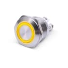ALPHA ELETTRONICA - Pulsante momentaneo antivandalo ø19mm luminoso Giallo - 12V - 1P - SPST - OFF/(ON) - N.A. - 5A@250Vac - 4 term. vite
