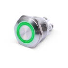 ALPHA ELETTRONICA - Pulsante momentaneo antivandalo ø19mm luminoso Verde - 12V - 1P - SPST - OFF/(ON) - N.A. - 5A@250Vac - 4 term. vite