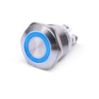 ALPHA ELETTRONICA - Pulsante momentaneo antivandalo ø19mm luminoso Blu - 12V - 1P - SPST - OFF/(ON) - N.A. - 5A@250Vac - 4 term. vite
