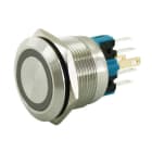 ALPHA ELETTRONICA - Pulsante antivandalo ø22mm luminoso Blu - 24V - 2P - 1x N.C. + 1x N.A. - 5A@250Vac - 6 term. a saldare