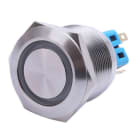 ALPHA ELETTRONICA - Pulsante momentaneo antivandalo ø25mm luminoso Bianco - 24V - 4P - SPST - 2 x N.C. + 2 x N.A. - 5A@250Vac - 10 term. a saldare