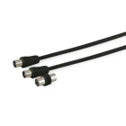 ALPHA ELETTRONICA - Cavo da spina TV Coax Ø9,5mm a spina TV Coax Ø9,5mm - Con adattatore F/F - Nero - 5m