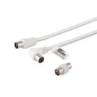 ALPHA ELETTRONICA - Cavo da spina TV Coax Ø9,5mm a presa 90° TV Coax Ø9,5mm - Con adattatore M/M - Bianco - 3m