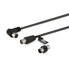 ALPHA ELETTRONICA - Cavo da spina TV Coax Ø9,5mm a presa 90° TV Coax Ø9,5mm -  Con adattatore M/M - Nero  - 5m