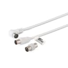 ALPHA ELETTRONICA - Cavo da spina TV Coax Ø9,5mm a spina 90° TV Coax Ø9,5mm -  Con adattatore F/F - Bianco  - 2m