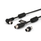 ALPHA ELETTRONICA - Cavo da spina TV Coax Ø9,5mm a presa 90° TV Coax Ø9,5mm - Schermato - Con adattatore M/M - Con ferrite - Nero  - 2m