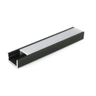 ALPHA ELETTRONICA - Profilo in alluminio verniciato nero con copertura in PC opaca piana - 2m