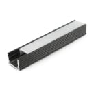 ALPHA ELETTRONICA - Profilo in alluminio verniciato nero con copertura in PC opaca piana - 2m