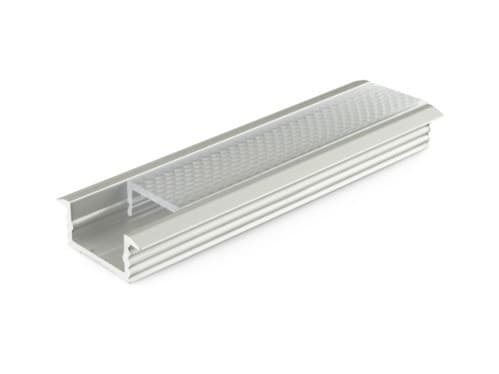 ALPHA ELETTRONICA - Profilo in alluminio anodizzato argento da incasso con copertura prismata trasparente piana - 2m