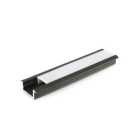 ALPHA ELETTRONICA - Profilo in alluminio verniciato nero da incasso con copertura in PC opaca piana - 2m