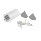 ALPHA ELETTRONICA - Profilo in alluminio anodizzato argento ad angolo con copertura in PC opaca piana - 2m - Accessori inclusi
