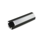 ALPHA ELETTRONICA - Profilo in alluminio verniciato nero ad angolo con copertura in PC opaca piana - 2m