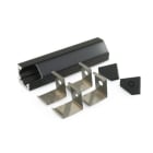 ALPHA ELETTRONICA - Profilo in alluminio verniciato nero ad angolo con copertura in PMMA nera piana - 2m - Accessori inclusi