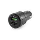 ALPHA ELETTRONICA - Caricatore USB da auto 18W con Quick Charge 3.0 - 2 porte - 1x QC + 1x 5V 2.4A